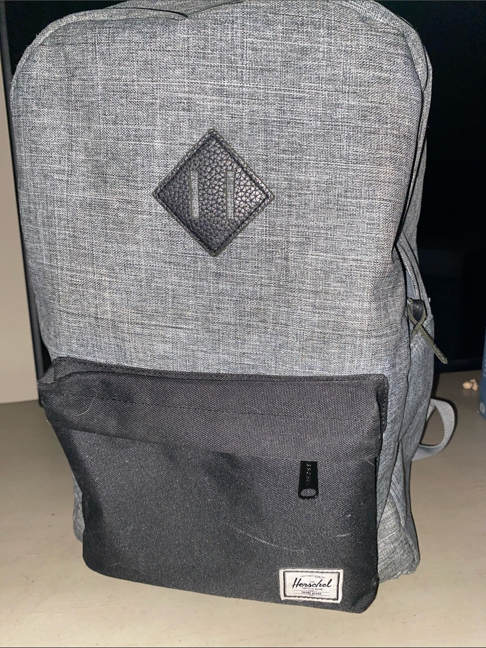 Like New Herschel grey/black Backpack, durable, interior & exterior pocket
